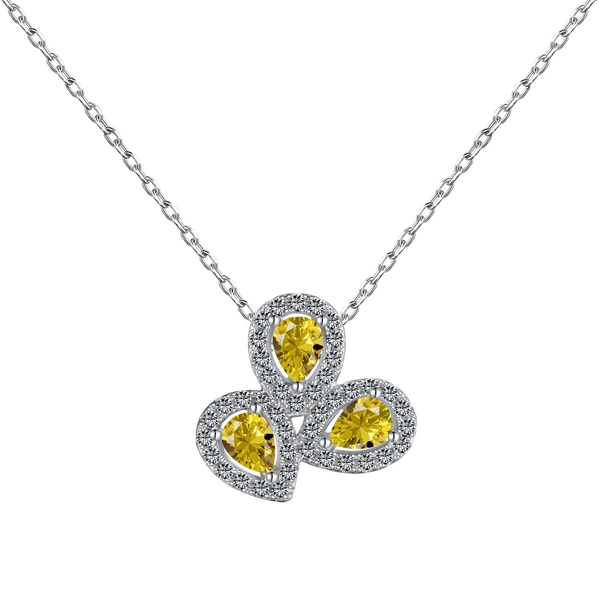 [Clover Jewelery]Elegant Flower Shape Pear Cut Necklace