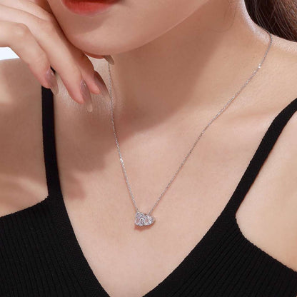 [Clover Jewelery]Dazzling Square & Heart Shape Necklace