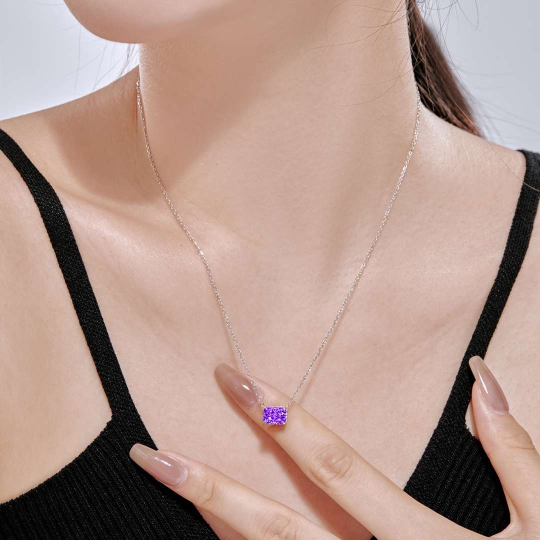 [Clover Jewelery]Luxurious Square Shape Colorful Necalack