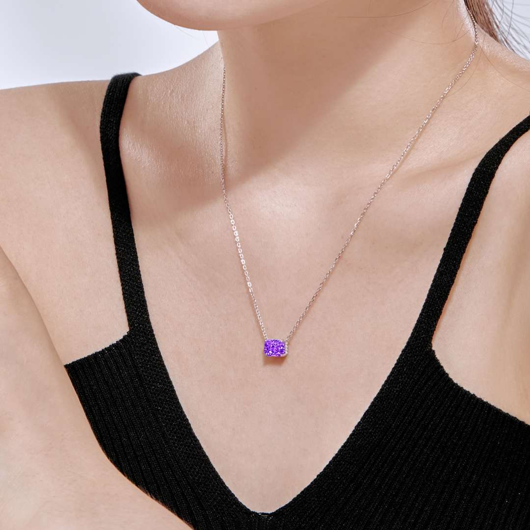 [Clover Jewelery]Luxurious Square Shape Colorful Necalack