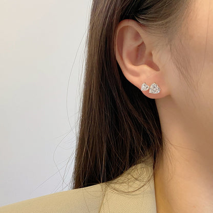 [Clover Jewelery]Double Heart-Shape Classic Princess Style Earrings