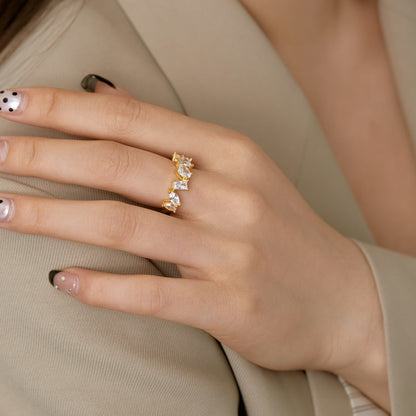 [Clover Jewelery]Delicate Multi Cut Ring