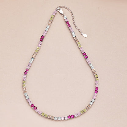 [Clover Jewelery]Delicate Colorful Tennis Necklace