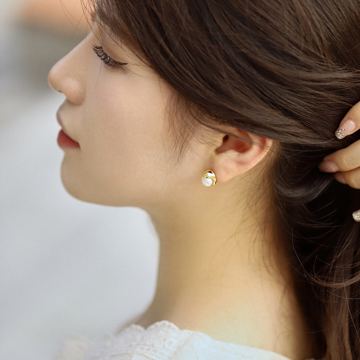 [Clover Jewelery]Dainty Bread Pearl Earrings
