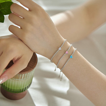 [Clover Jewelery]0.5 Carat Elegant Romantic Heart Shape Lover Bracelet