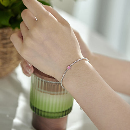 [Clover Jewelery]0.5 Carat Elegant Romantic Heart Shape Lover Bracelet