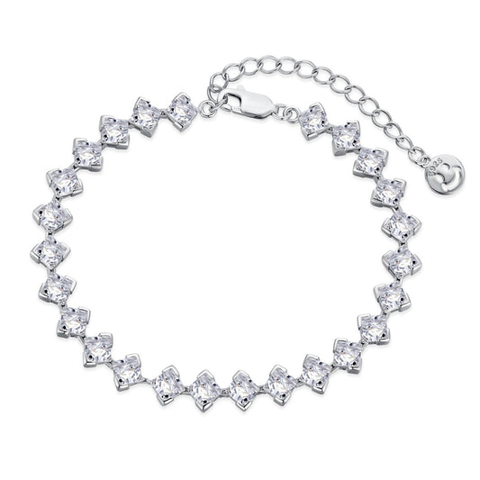 [Clover Jewelery]0.5 Carat Ornate Princess Cut Daily Bracelet