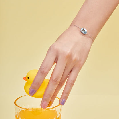 [Clover Jewelery]2.0 Carat Sparkling Colorful Emerald Cut Daily Bracelet