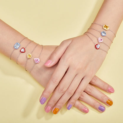 [Clover Jewelery]2.0 Carat Sparkling Colorful Emerald Cut Daily Bracelet