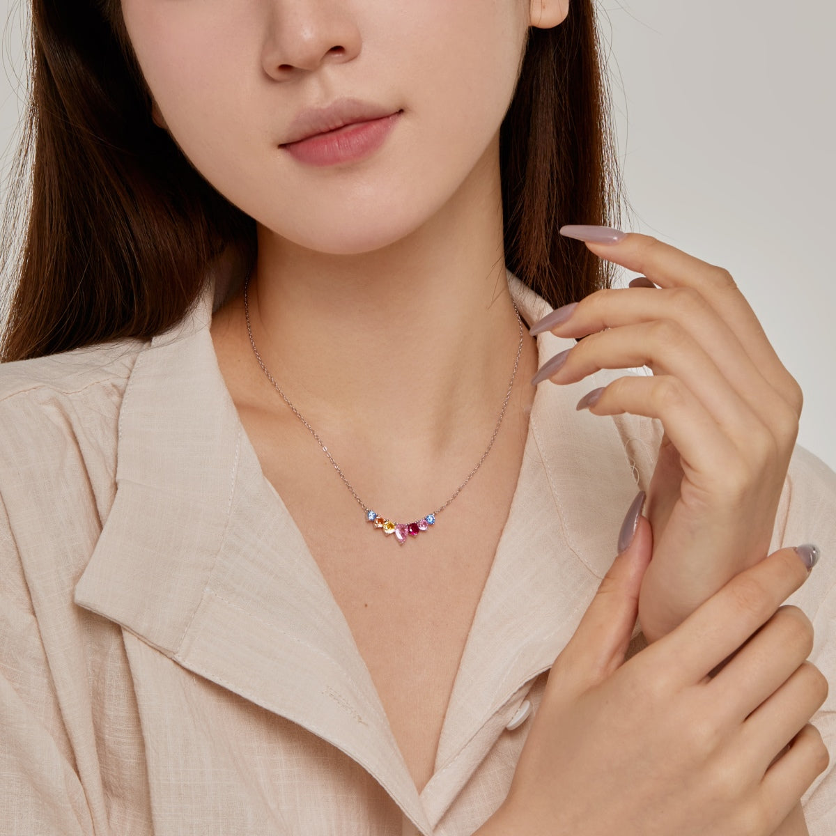 [Clover Jewelery]Dainty Colorful Heart Necklace
