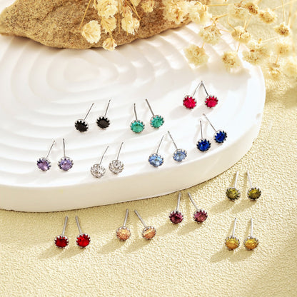 [Clover Jewelery]Sparkling Colorful Round Shape Earrings