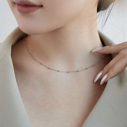 [Clover Jewelery]Small Bead Clavicle Chain Simple Necklace