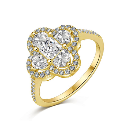 [Clover Jewelery]Luxurious Eternity Flower Shape Banquet Ring