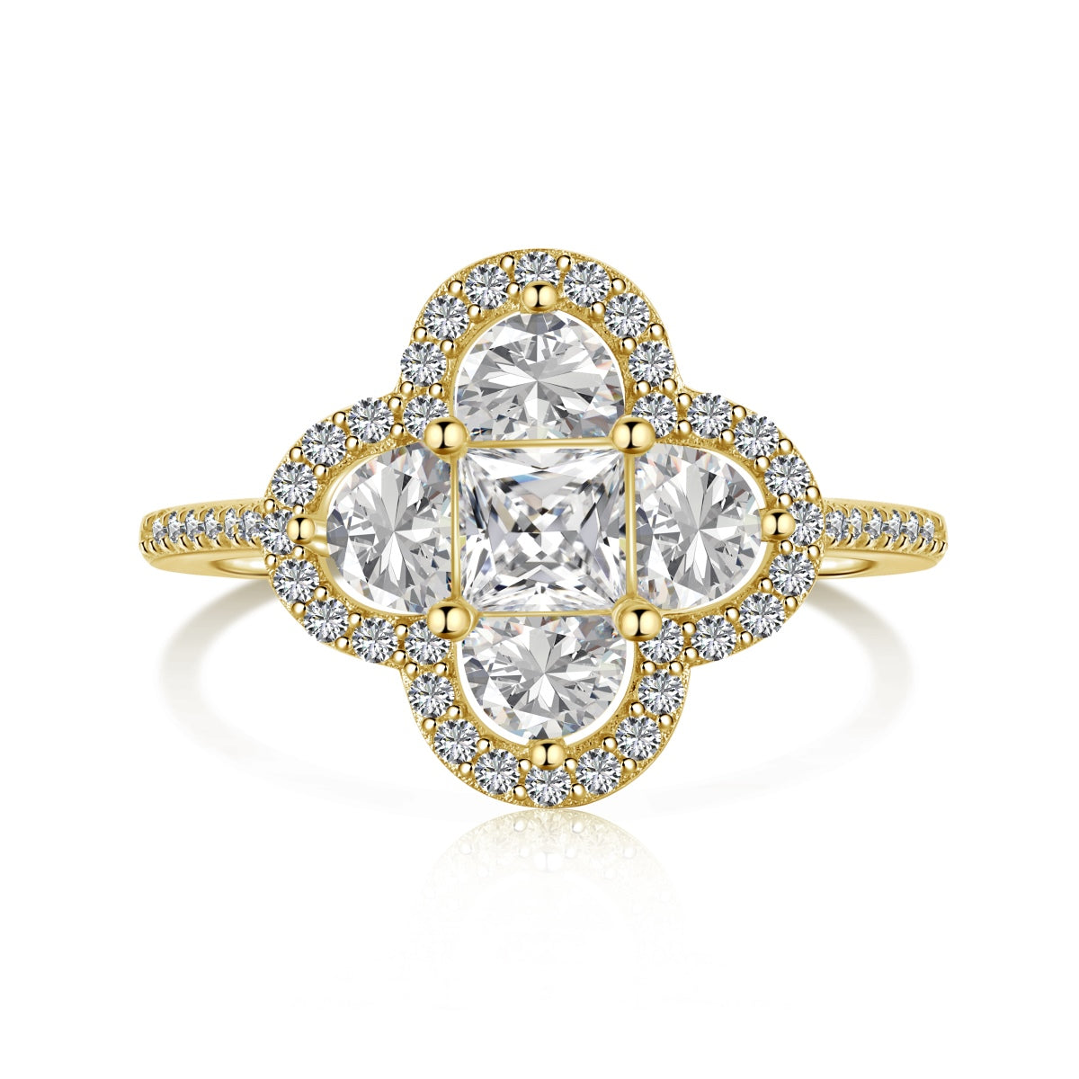 [Clover Jewelery]Luxurious Eternity Flower Shape Banquet Ring