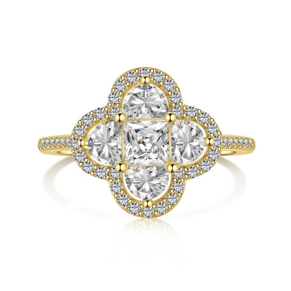 [Clover Jewelery]Luxurious Eternity Flower Shape Banquet Ring