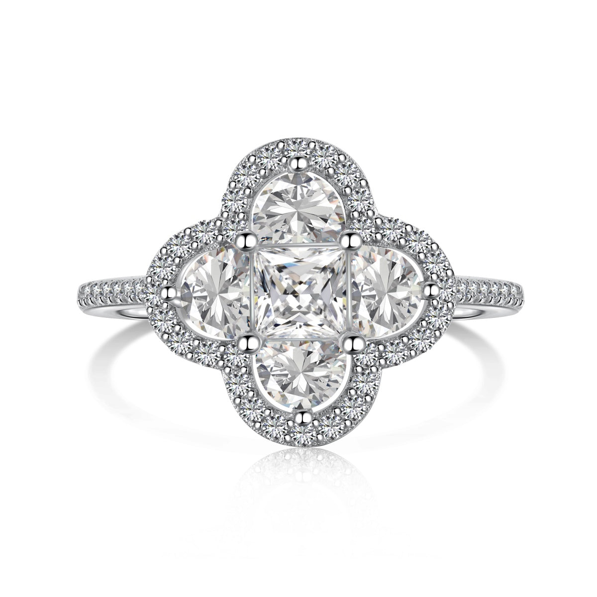 [Clover Jewelery]Luxurious Eternity Flower Shape Banquet Ring
