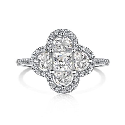 [Clover Jewelery]Luxurious Eternity Flower Shape Banquet Ring