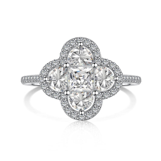 [Clover Jewelery]Luxurious Eternity Flower Shape Banquet Ring
