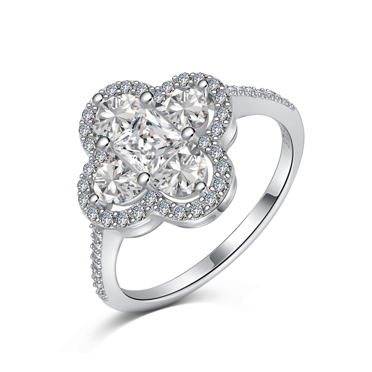 [Clover Jewelery]Luxurious Eternity Flower Shape Banquet Ring