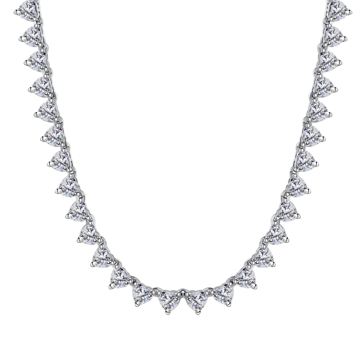[Clover Jewelery]Ornate Heart Cut Tennis Necklace