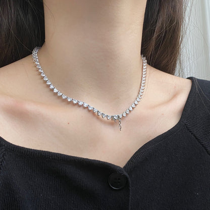 [Clover Jewelery]Ornate Heart Cut Tennis Necklace