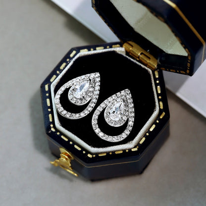 [Clover Jewelery]Sparkling Delicate Water Drop Shape Daily Earrings