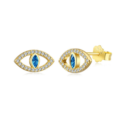 [Clover Jewelery]Blue Devil Eyes Hollow Stud Earrings
