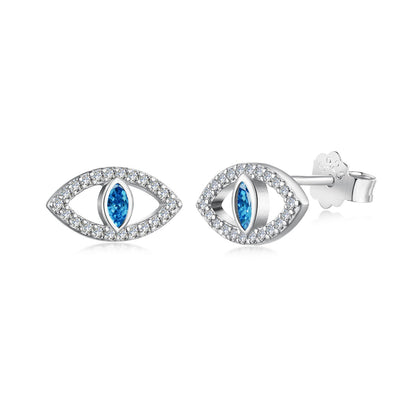[Clover Jewelery]Blue Devil Eyes Hollow Stud Earrings