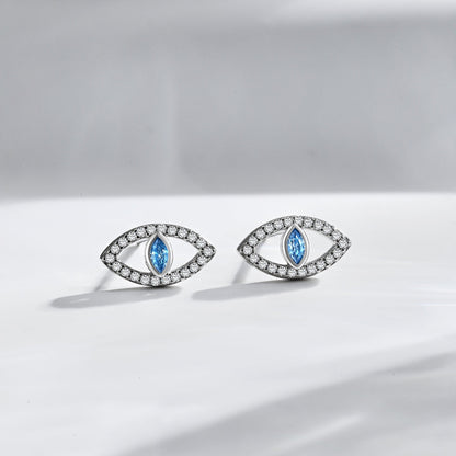 [Clover Jewelery]Blue Devil Eyes Hollow Stud Earrings