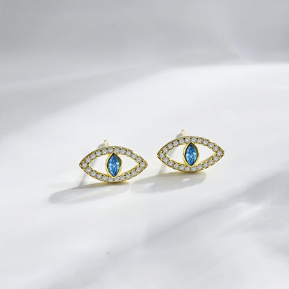 [Clover Jewelery]Blue Devil Eyes Hollow Stud Earrings