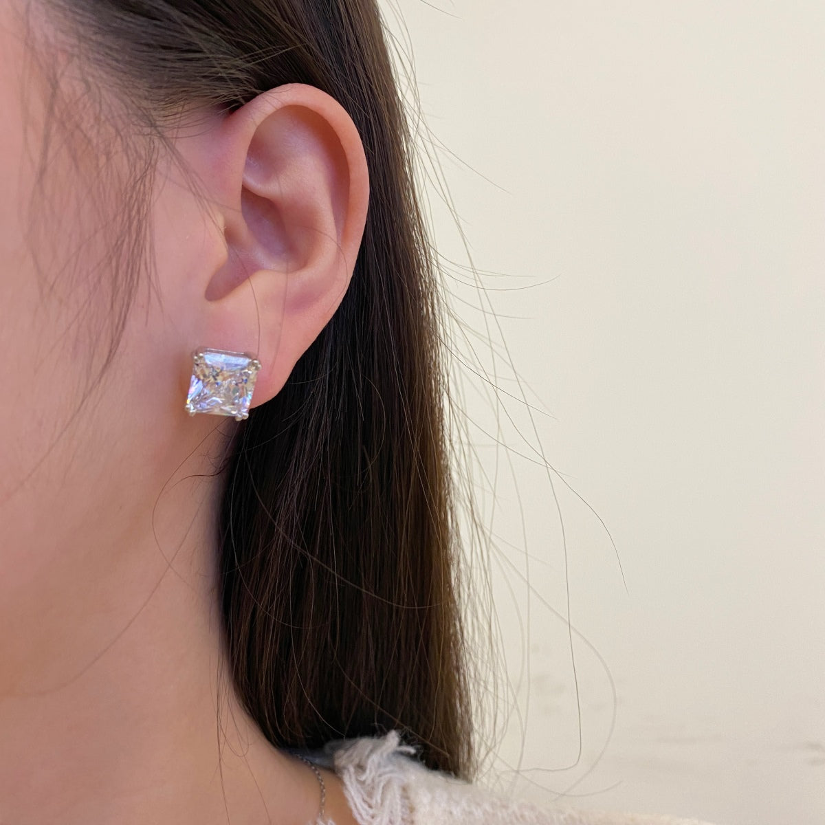 [Clover Jewelery]Delicate Square Shape Earrings