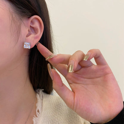 [Clover Jewelery]Delicate Square Shape Earrings