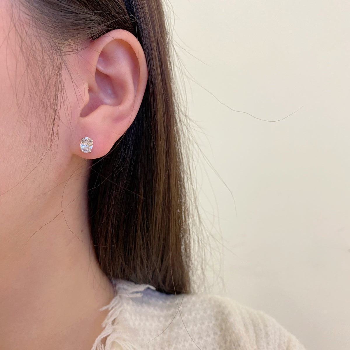 [Clover Jewelery]Oval Classic Dignified Elegant Earrings