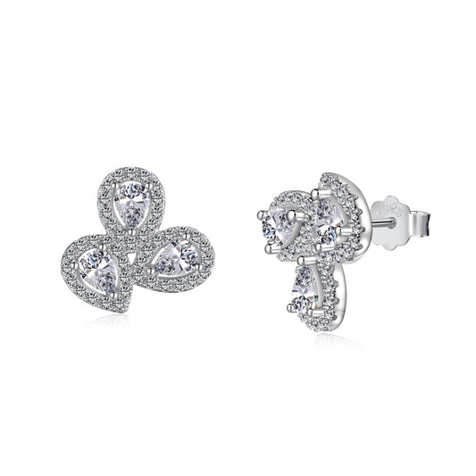 [Clover Jewelery]Ornate Flower Shape Pear Cut Lover Earrings