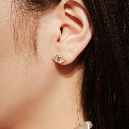 [Clover Jewelery]Blue Devil Eyes Hollow Stud Earrings