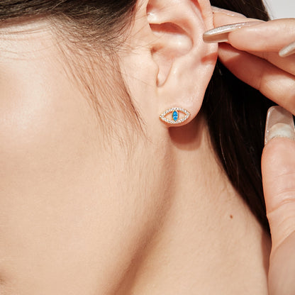 [Clover Jewelery]Blue Devil Eyes Hollow Stud Earrings