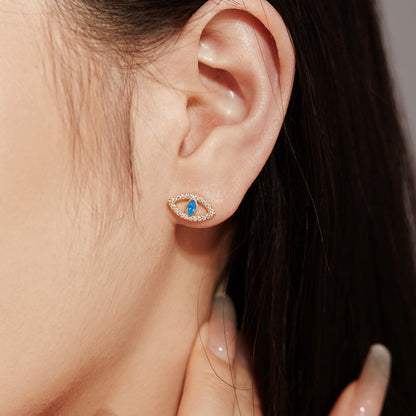 [Clover Jewelery]Blue Devil Eyes Hollow Stud Earrings