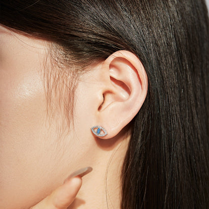 [Clover Jewelery]Blue Devil Eyes Hollow Stud Earrings