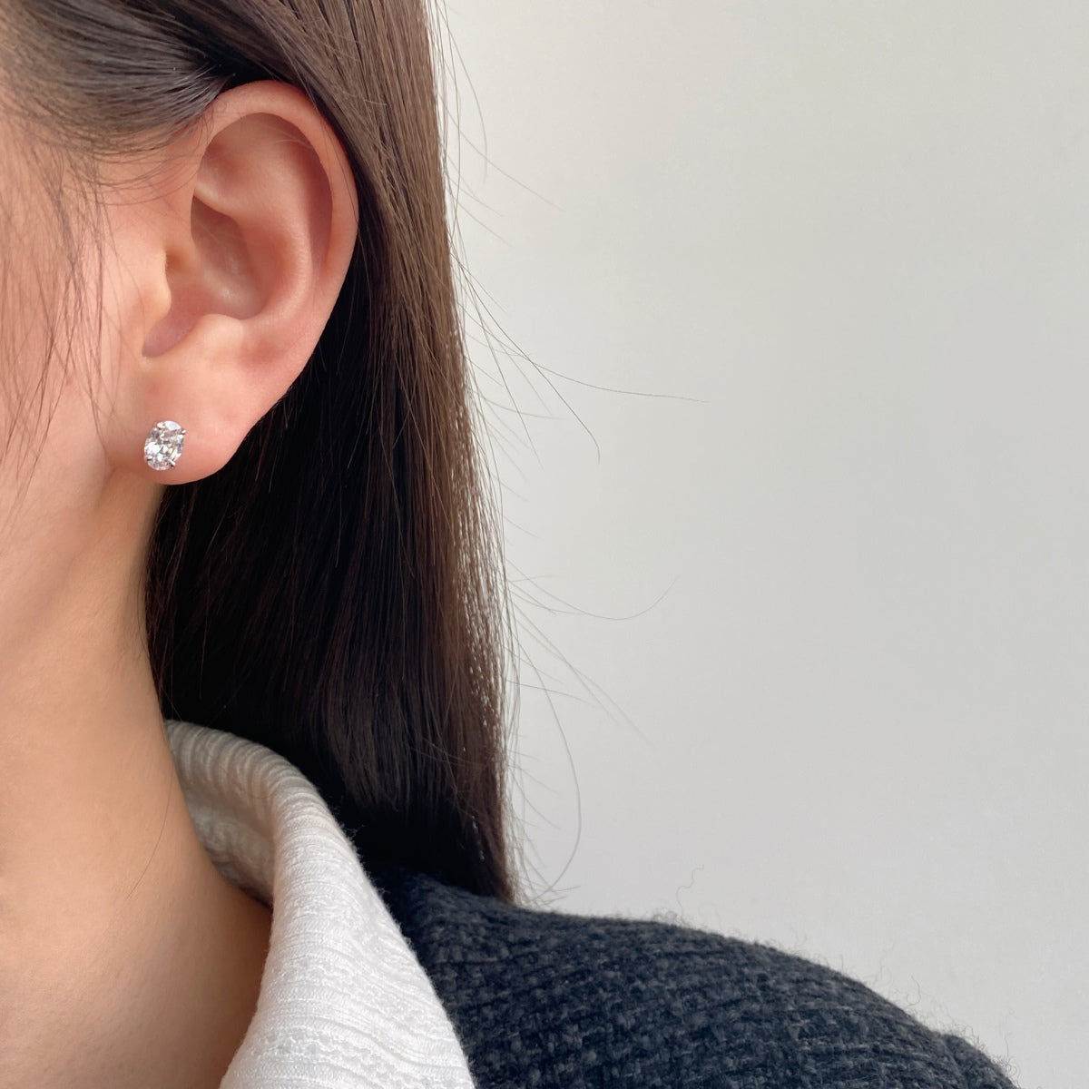 [Clover Jewelery]Oval Classic Dignified Elegant Earrings