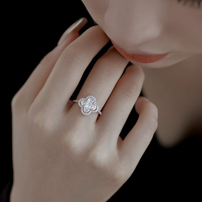 [Clover Jewelery]Luxurious Eternity Flower Shape Banquet Ring