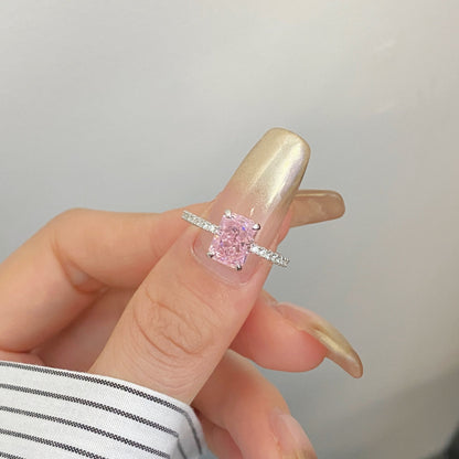 [Clover Jewelery]2.0 Carat Dazzling Sparkling Radiant Cut Party Ring