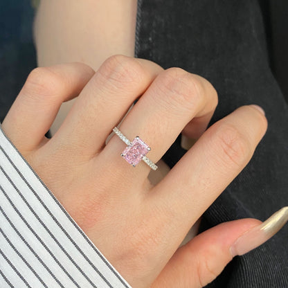 [Clover Jewelery]2.0 Carat Dazzling Sparkling Radiant Cut Party Ring