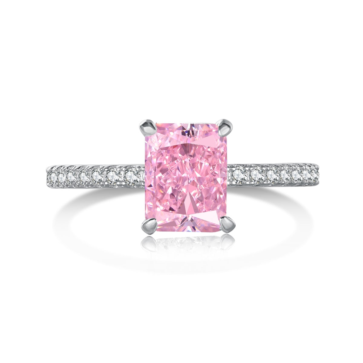 [Clover Jewelery]2.0 Carat Dazzling Sparkling Radiant Cut Party Ring