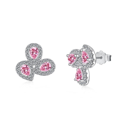 [Clover Jewelery]Ornate Flower Shape Pear Cut Lover Earrings