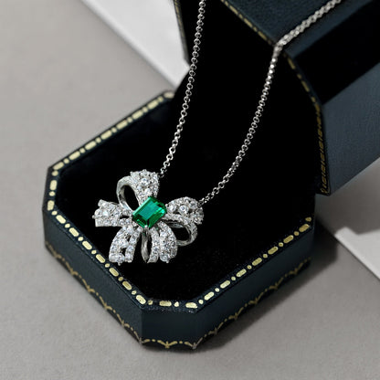 [Clover Jewelery]Luxurious Flower Shape Emerald Cut Necklace