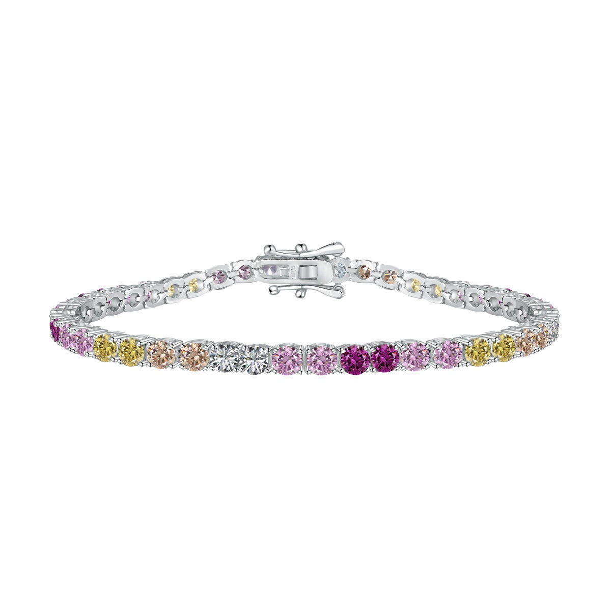 [Clover Jewelery]Radiant Colorful Round Cut Tennis Bracelet