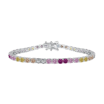 [Clover Jewelery]Radiant Colorful Round Cut Tennis Bracelet