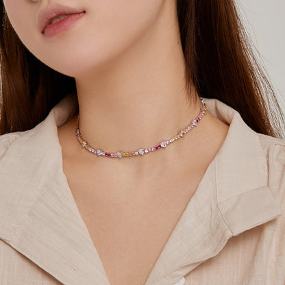 [Clover Jewelery]Delicate Colorful Rainbow Tennis Chain