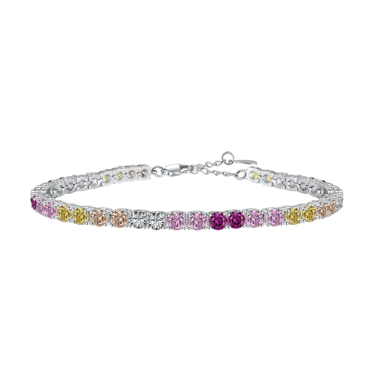 [Clover Jewelery]Radiant Colorful Round Cut Tennis Bracelet