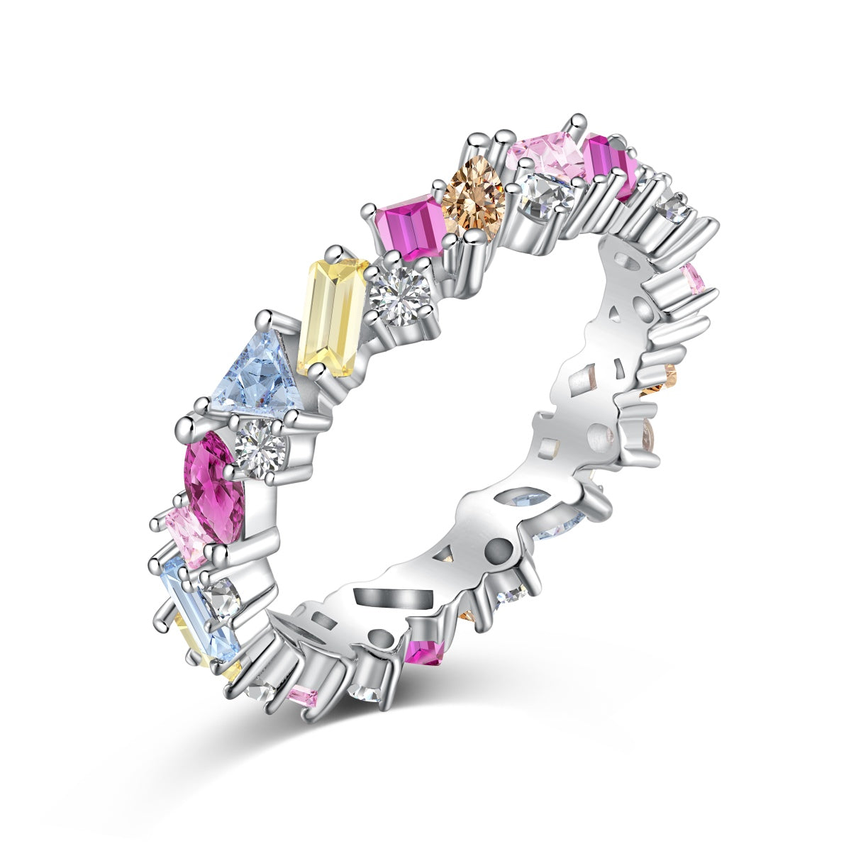 [Clover Jewelery]Dazzling Polychromatic Multi cut Daily Ring